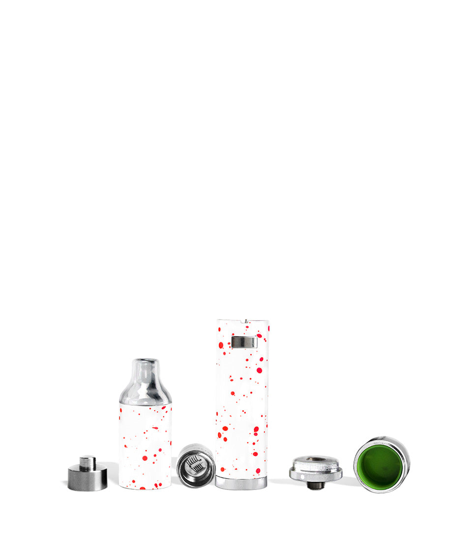 White Red Spatter apart Wulf Mods Evolve Plus Concentrate Vaporizer on white background