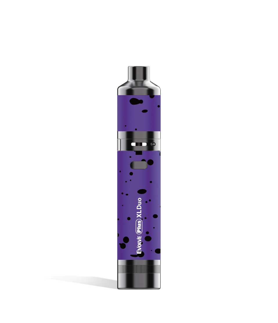 Purple Black Spatter wax mode Wulf Mods Evolve Plus XL Duo 2-in-1 Kit on white background