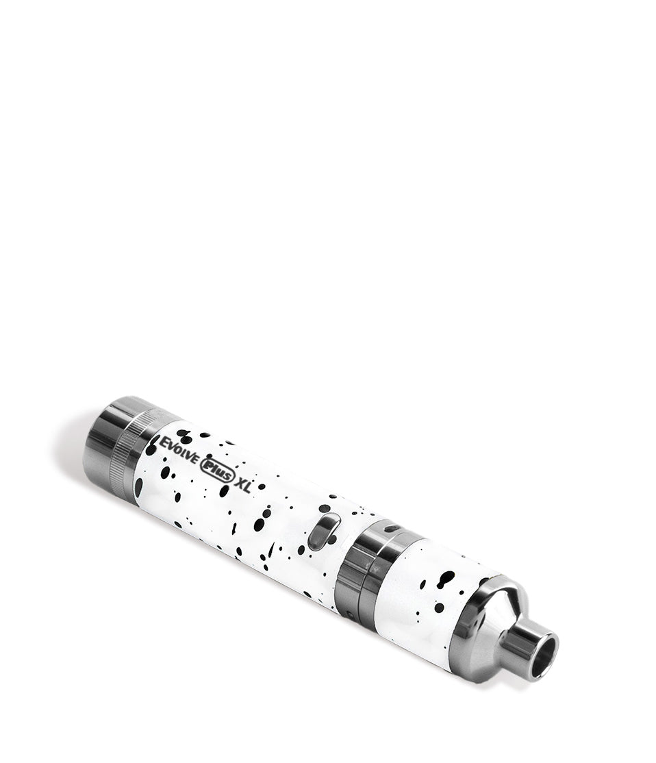 White Black Spatter laying down Wulf Mods Evolve Plus XL Concentrate Vaporizer on white background