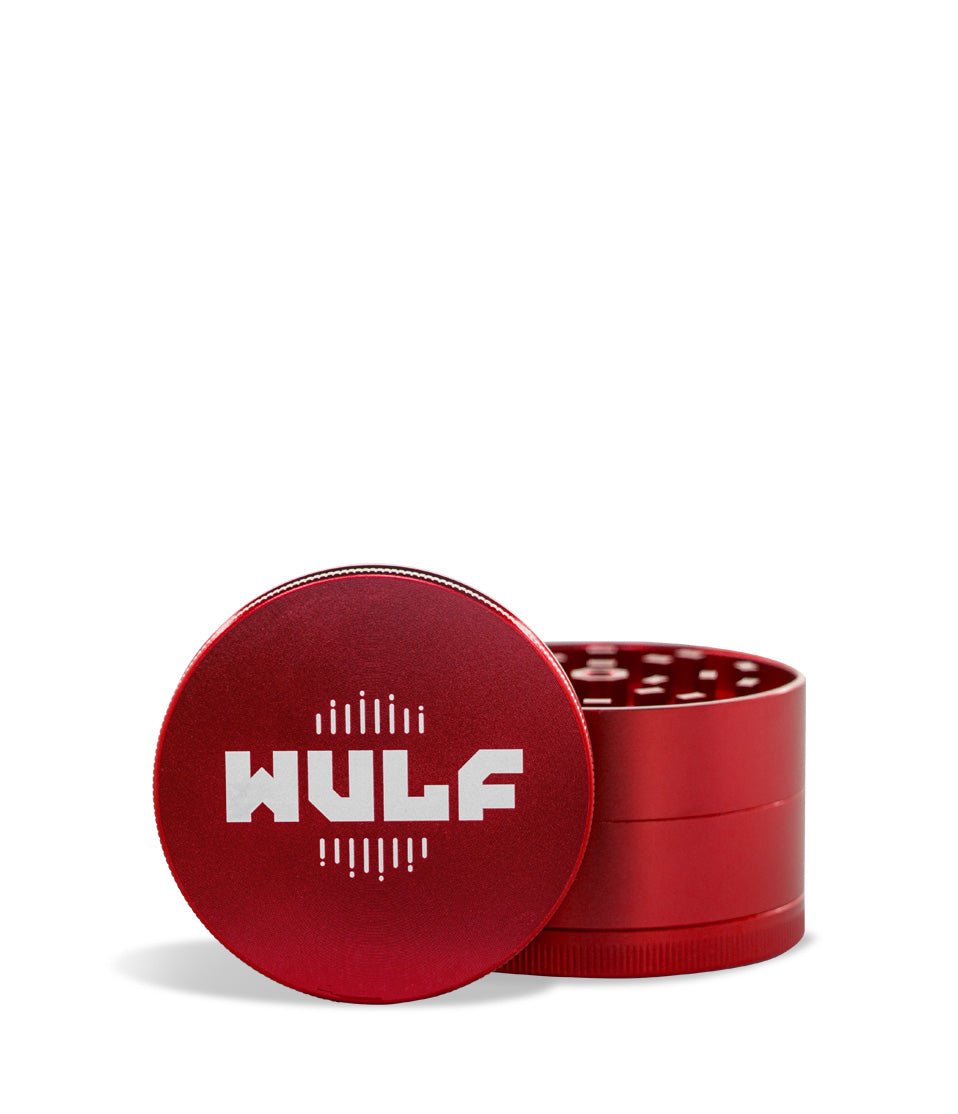 Red Wulf Mods 65mm 4pc Grinder Front View on White Background