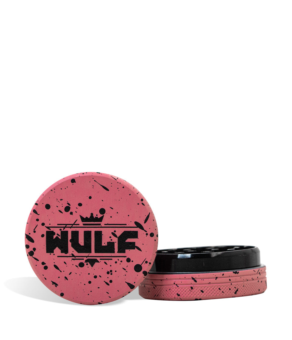 Pink Black Spatter Wulf Mods 2pc 65mm Spatter Grinder Front View on White Background