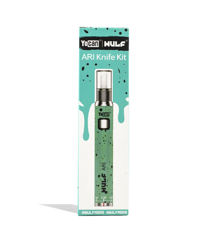 Teal Black Spatter Wulf Mods ARI Hot Knife packaging on white background