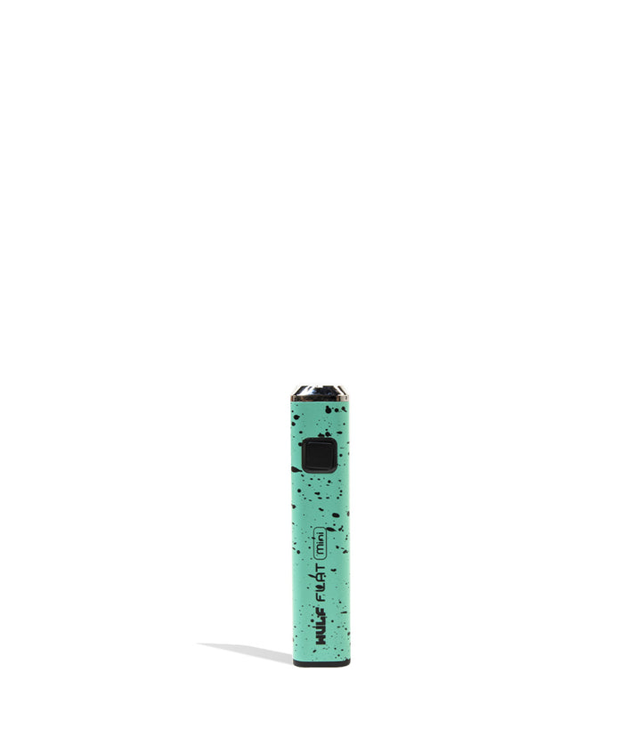 Teal Black Spatter Wulf Mods Flat Mini Cartridge Battery Front View on White Background