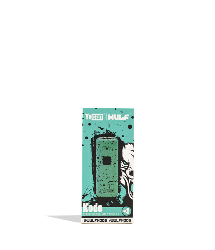 Teal Black Spatter packaging Wulf Mods KODO Cartridge Vaporizer on white background