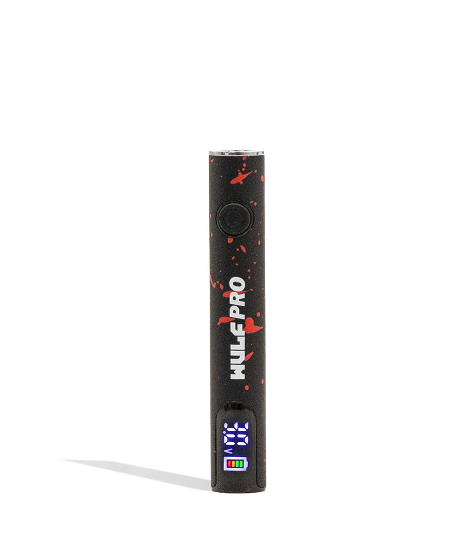 Black Red Spatter Wulf Mods Pro 510 Voltage Battery on white background