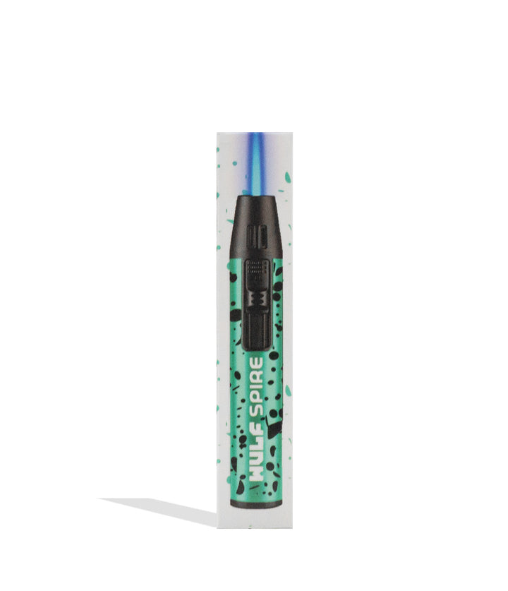 Wulf Mods Spire Pen Torch teal black spatter packaging on white background